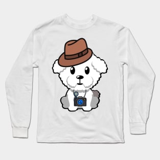 Cute furry dog is holding a camera Long Sleeve T-Shirt